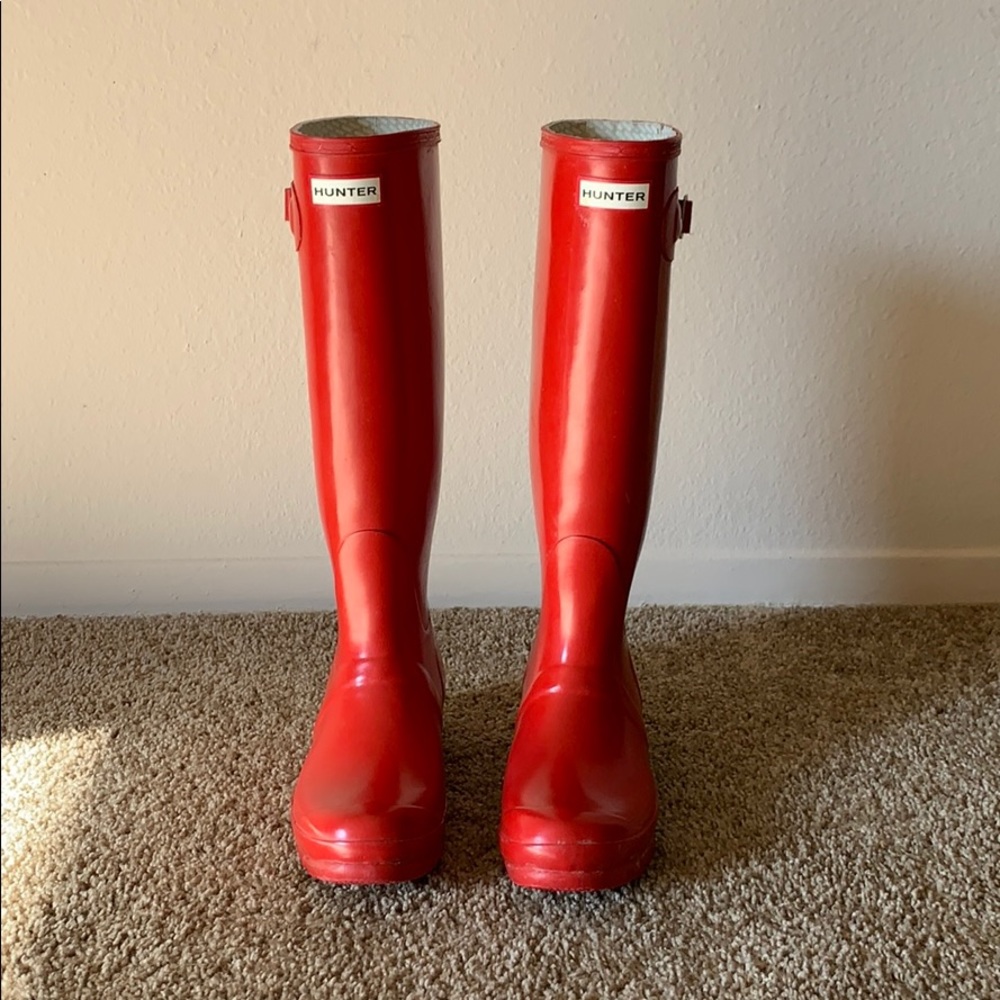 Red hunter boots